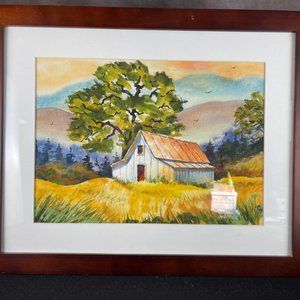 American Rustic Barn Original Framed Signed Van de Beck Water Color
